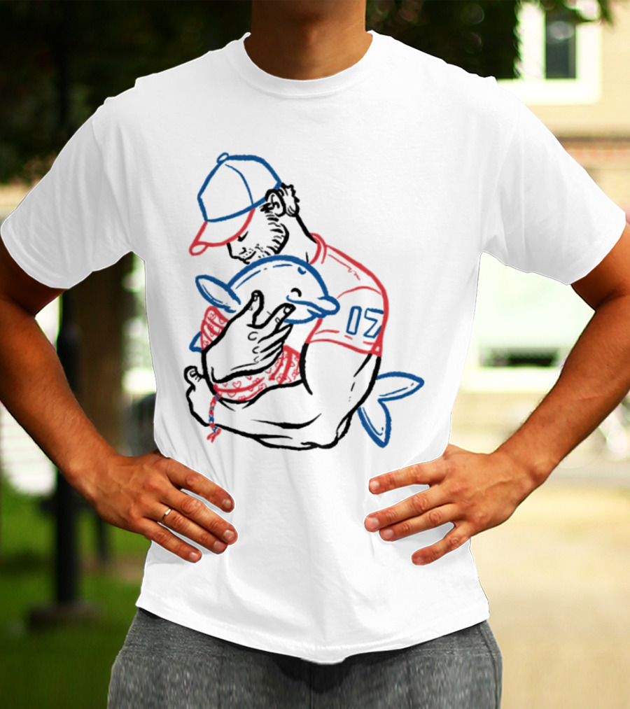 Dolphin I Love You Dad 17 Baseball Player Hugging Child's Plush Toy T-Shirt