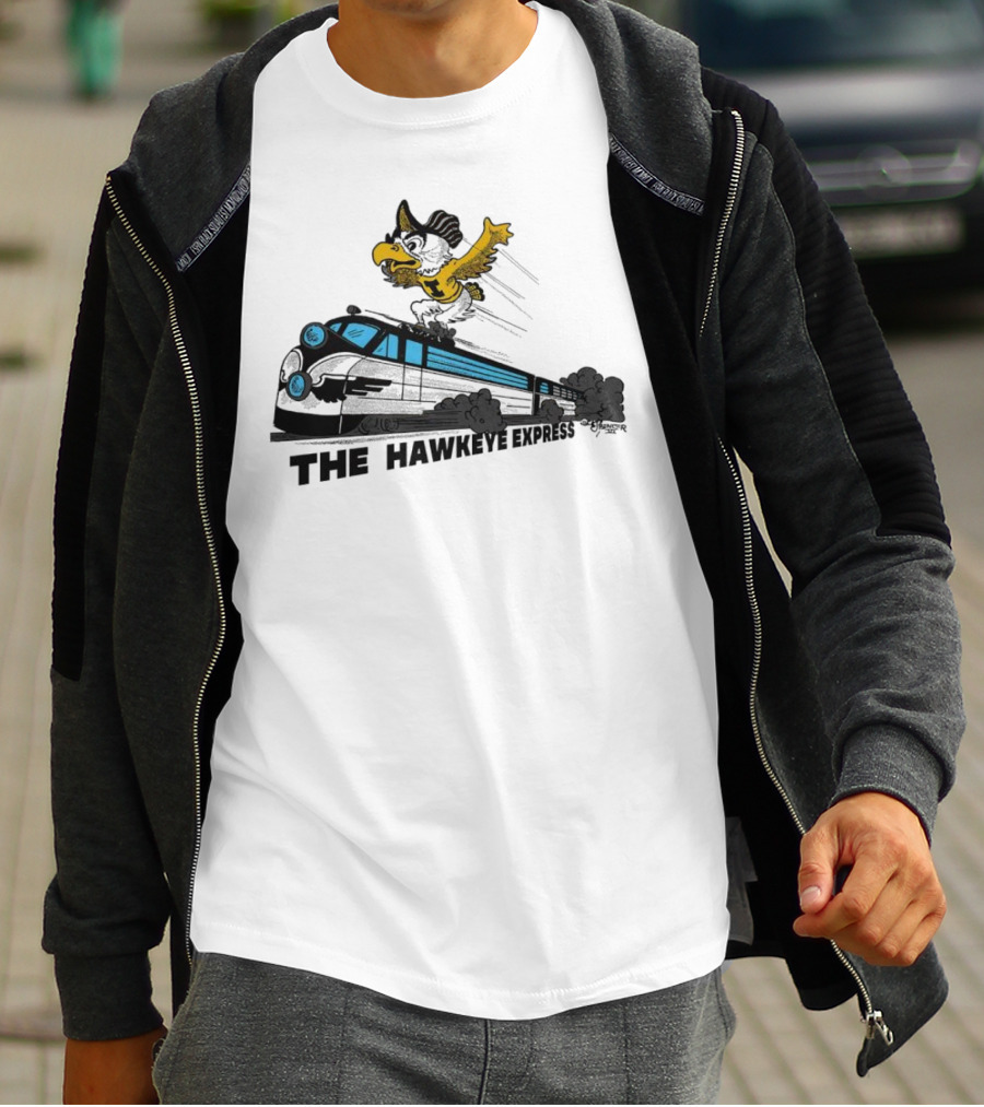 Iowa Hawkeyes The Hawkeye Express Train With Flying Mascot T-Shirt