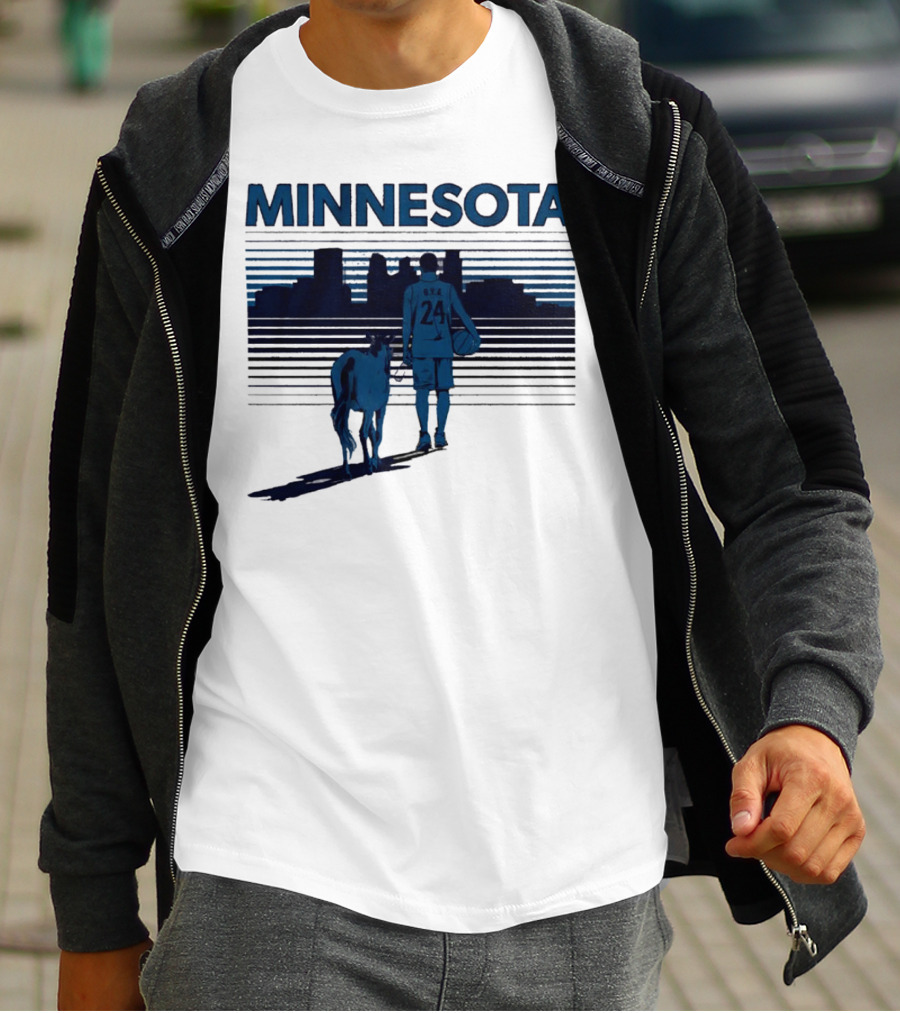 Minnesota Basketball 24 Bring Ya Ass Player And Dog With City Skyline T-Shirt