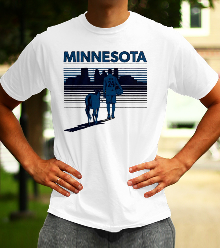 Minnesota Basketball 24 Bring Ya Ass Player And Dog With City Skyline T-Shirt