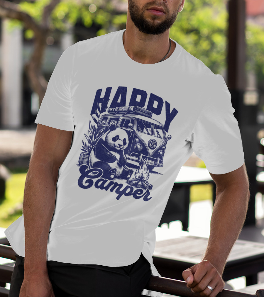 Happy Camper Panda By Van And Campfire Vintage T-Shirt