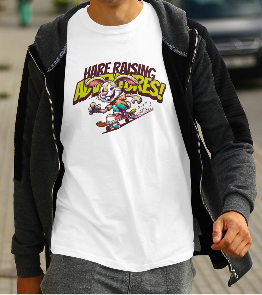 Hare Raising Adventures Skateboarding Rabbit T-Shirt
