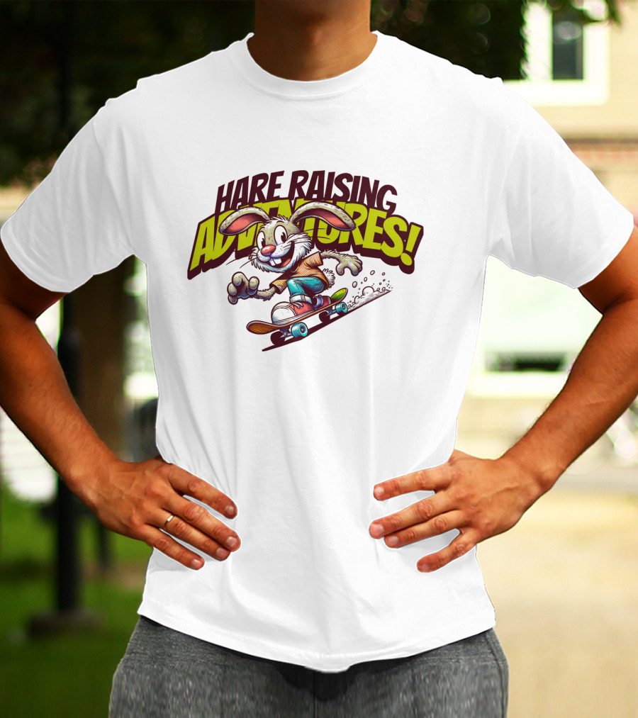 Hare Raising Adventures Skateboarding Rabbit T-Shirt
