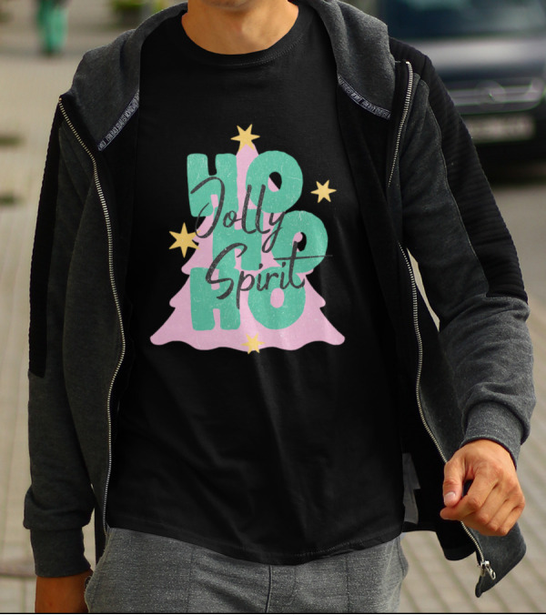 HO HO HO Jolly Spirit Christmas Tree Stars T-Shirt
