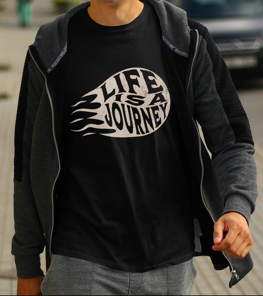 Life Is A Journey Flame-Inspired Text T-Shirt