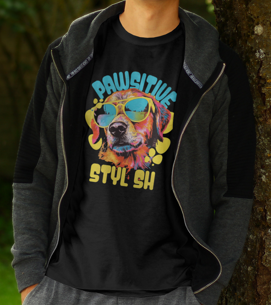 Pawsitive Styl Sh Sunglasses Retro Dog T-Shirt