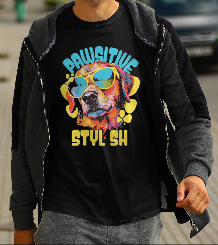 Pawsitive Styl Sh Sunglasses Retro Dog T-Shirt