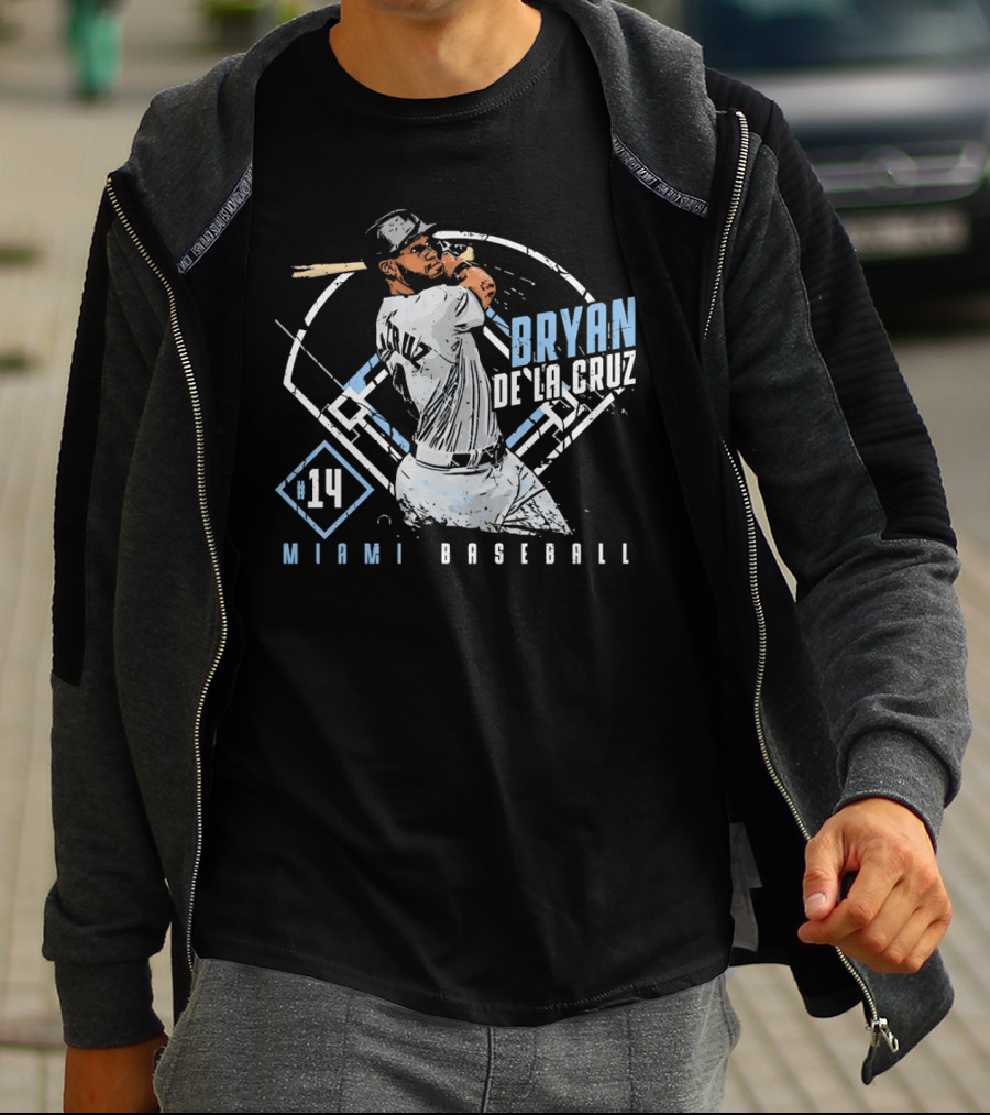 Bryan De La Cruz Miami Baseball #14 Cartoon T-Shirt