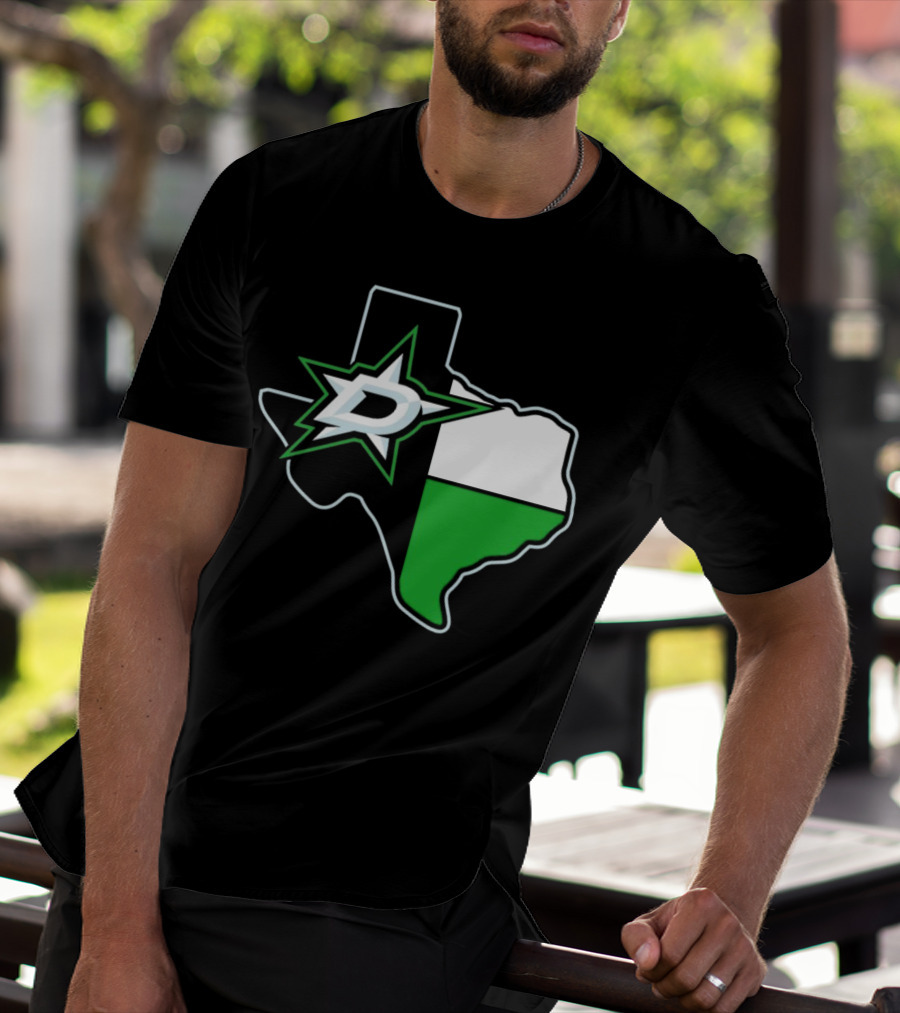 Dallas Stars NHL Texas Outline And Emblem T-Shirt