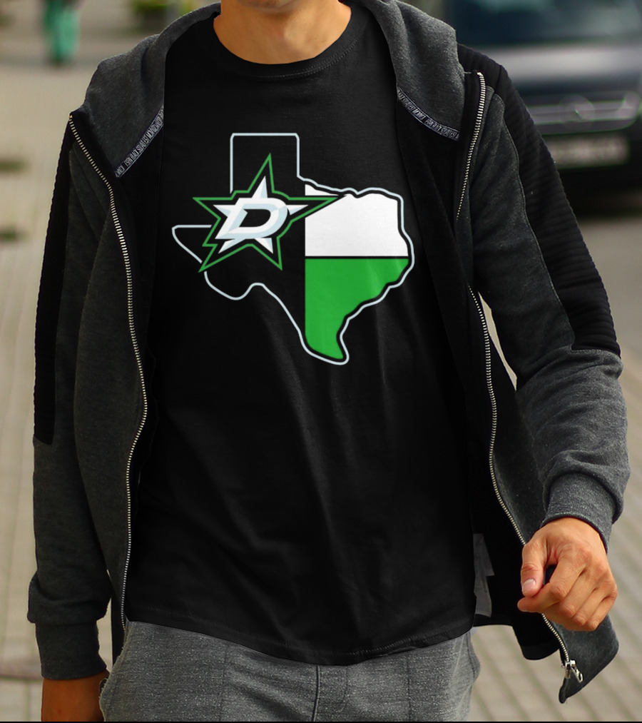 Dallas Stars NHL Texas Outline And Emblem T-Shirt