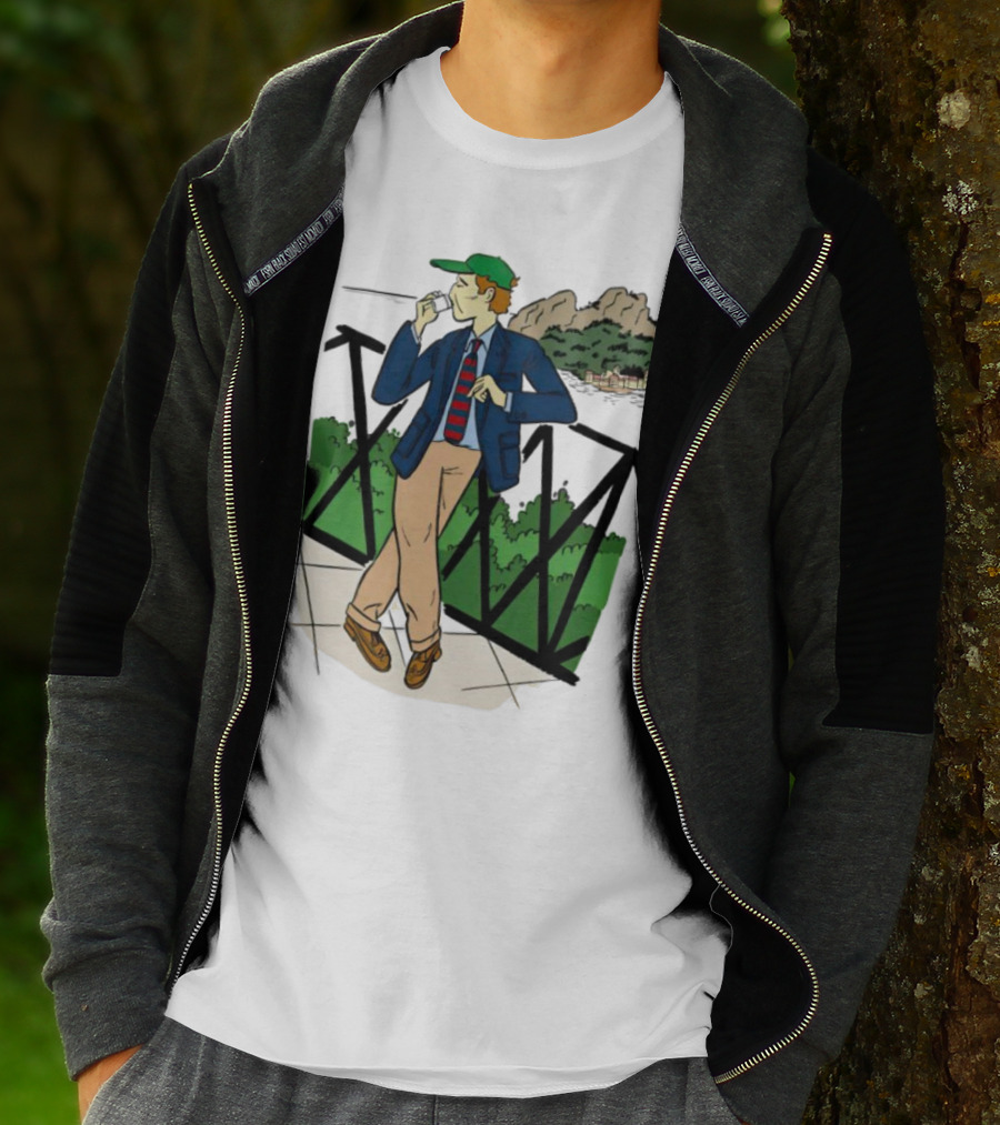 Dick Carroll Roy Rober’s Green Cap And Cityscape Pipe Smoker T-Shirt
