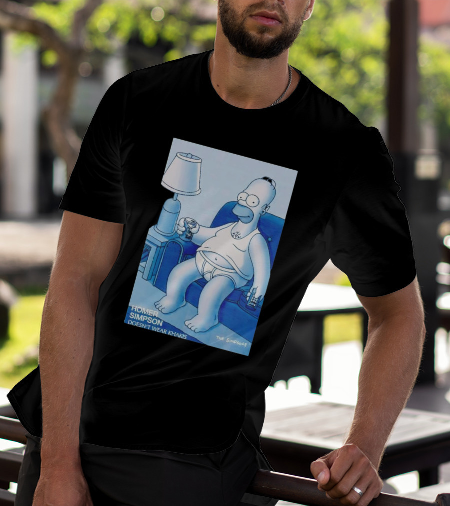 Homer Simpson Relaxing At Home With Drink And Remote Control T-Shirt