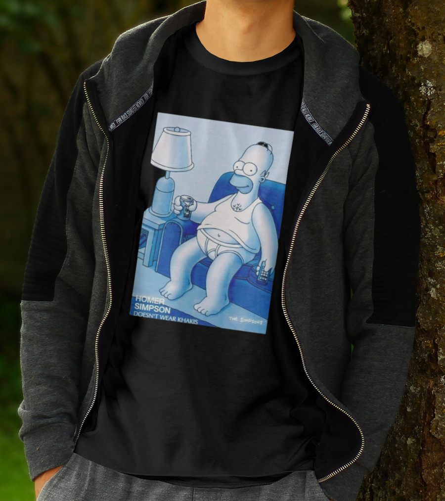 Homer Simpson Relaxing At Home With Drink And Remote Control T-Shirt