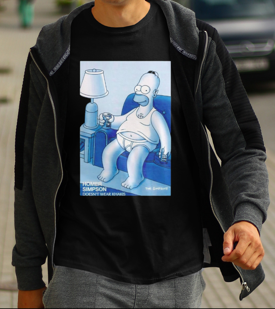 Homer Simpson Relaxing At Home With Drink And Remote Control T-Shirt