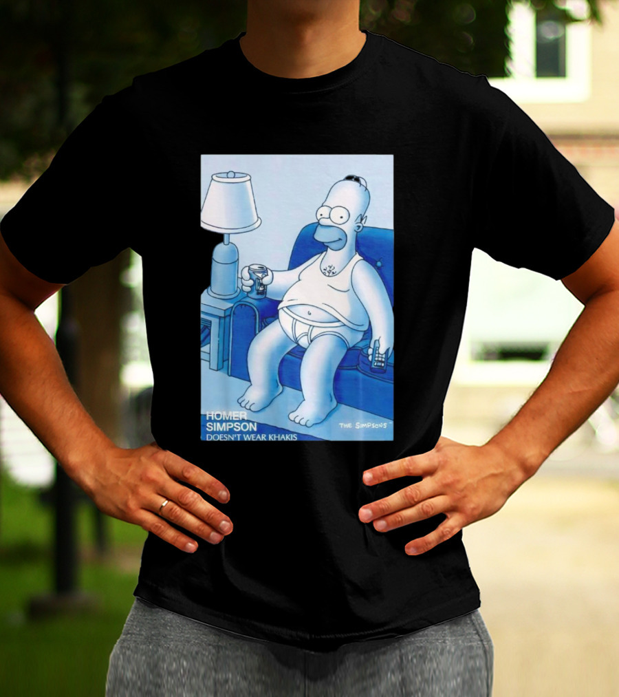 Homer Simpson Relaxing At Home With Drink And Remote Control T-Shirt