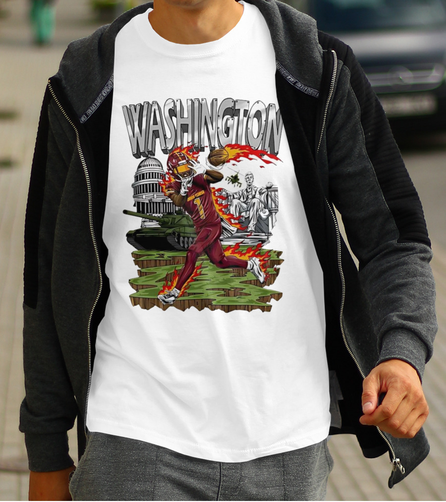 Washington Commanders Jahan Dotson Football Cartoon Capitol Tank Lincoln Fire T-Shirt