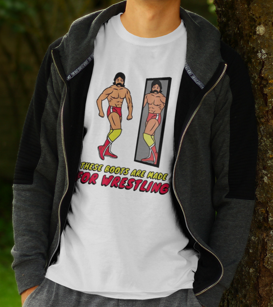 These Boots Are Made For Wrestling Reflective Wrestler Mirror Image T-Shirt