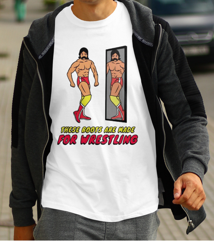 These Boots Are Made For Wrestling Reflective Wrestler Mirror Image T-Shirt