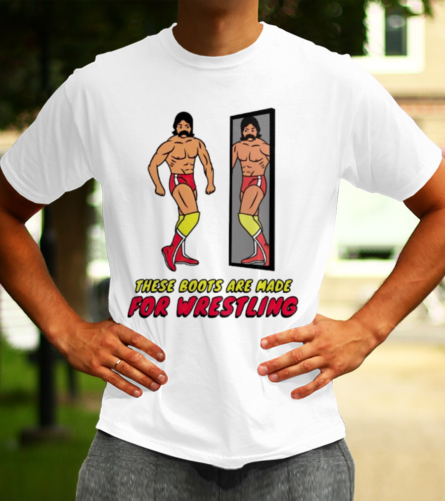 These Boots Are Made For Wrestling Reflective Wrestler Mirror Image T-Shirt