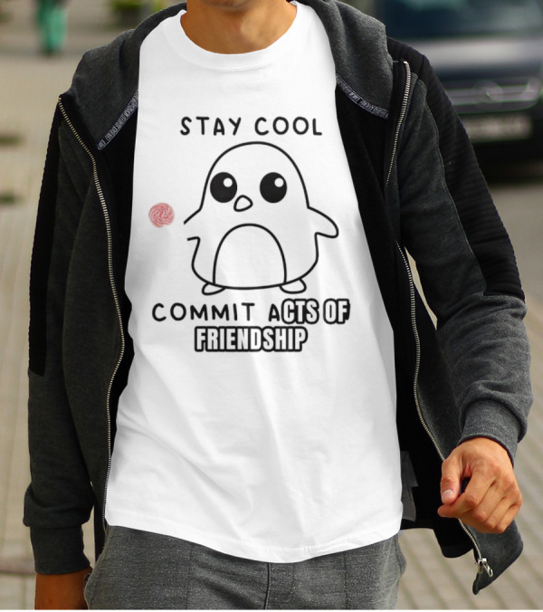 Stay Cool Commit Acts Of Friendship Cute Penguin With Red Ball T-Shirt
