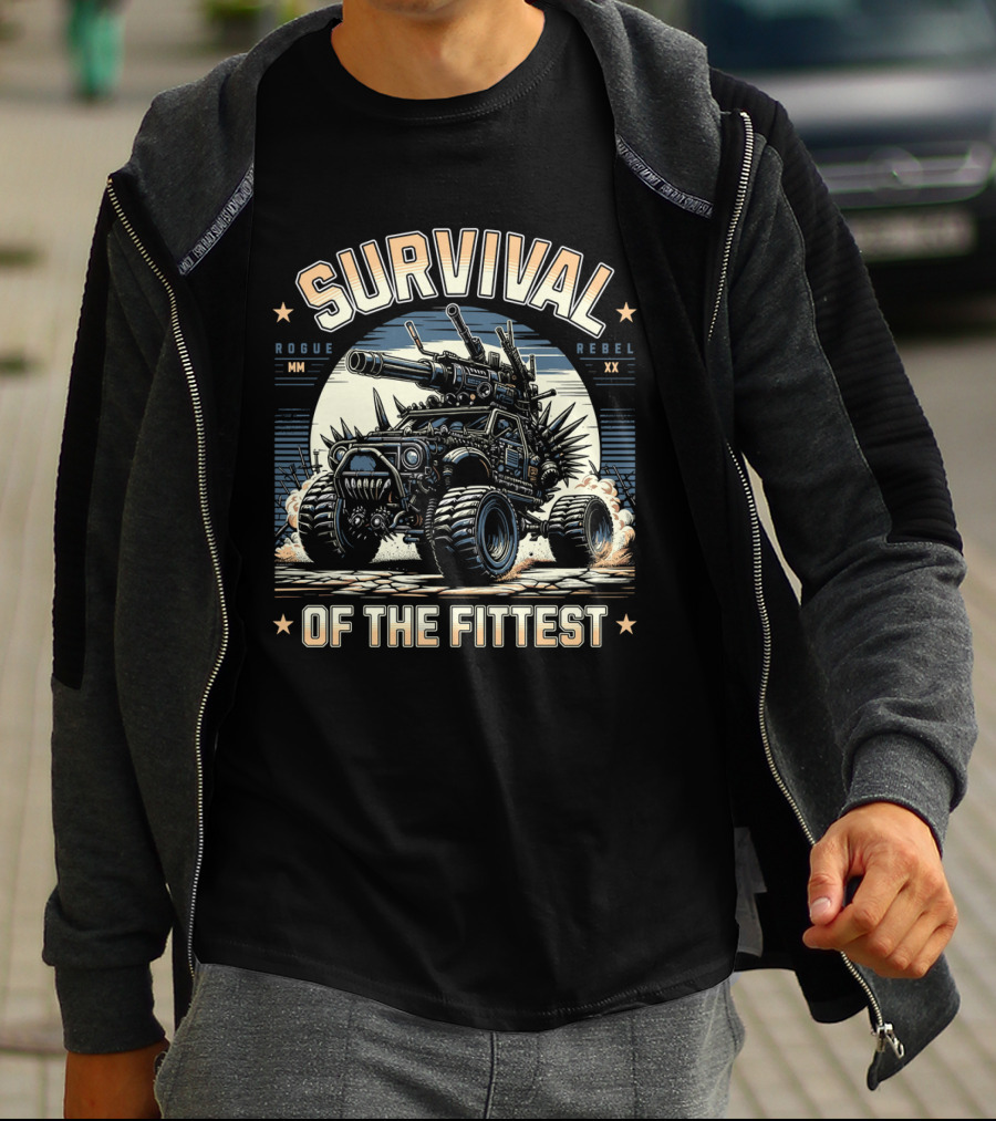 Survival Of The Fittest Rogue Rebel Monster Truck T-Shirt