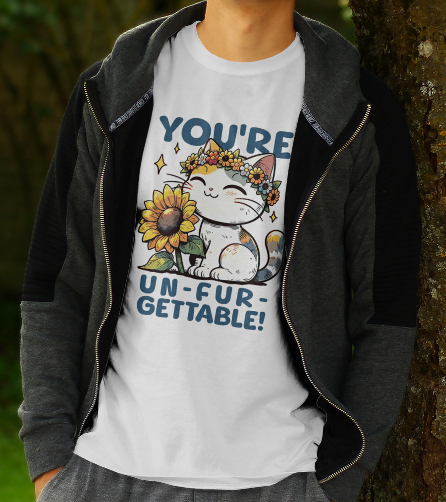 YOU'RE UN-FUR-GETTABLE Sunflower Cat With Flower Crown T-Shirt