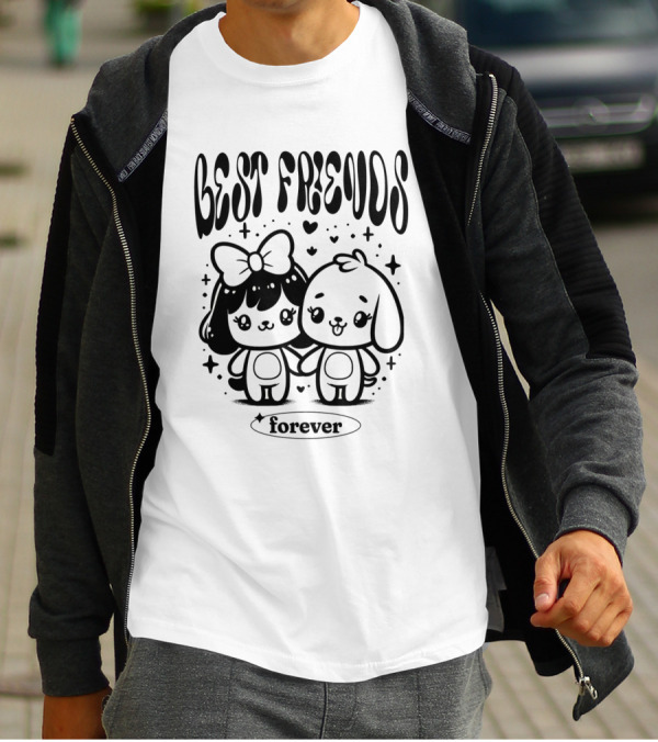 Best Freuds Forever Cute Characters With Bow And Dog T-Shirt