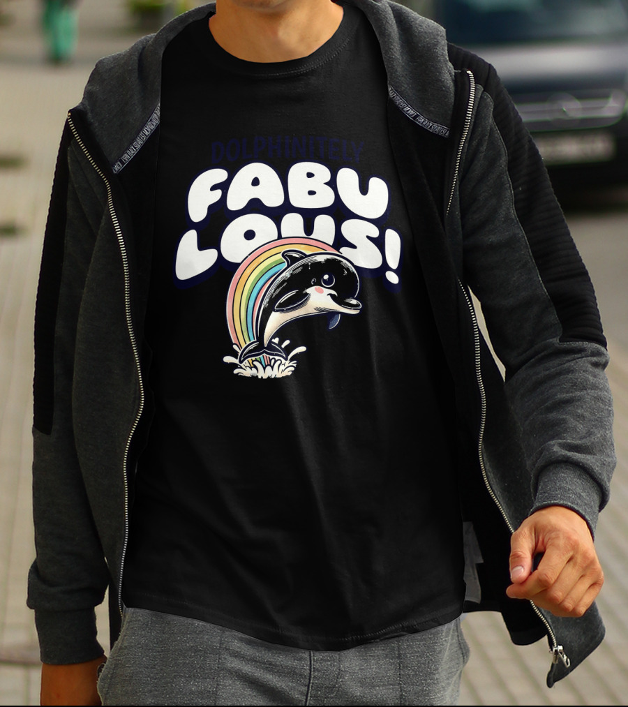 Dolphinitely Fabulous Rainbow Dolphin Splash T-Shirt