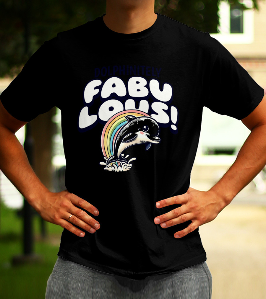 Dolphinitely Fabulous Rainbow Dolphin Splash T-Shirt
