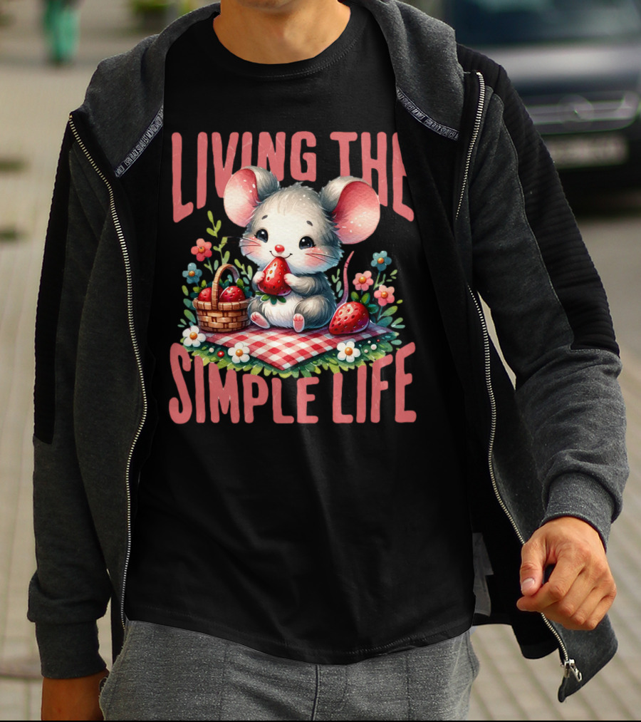 Living The Simple Life Cottagecore Picnic Mouse T-Shirt