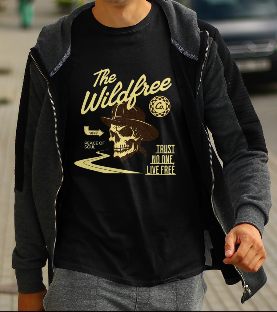 The Wildfree Co Trust No One Live Free Peace Of Soul Skull 1677 T-Shirt