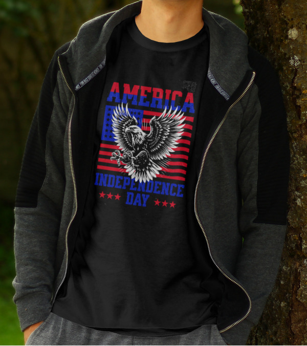 America Independence Day Eagle Flag Stars T-Shirt