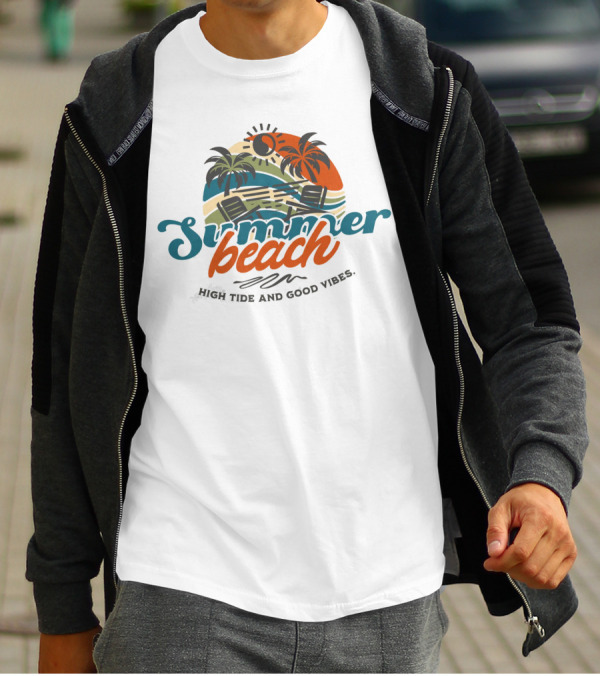 Summer Beach High Tide And Good Vibes T-Shirt