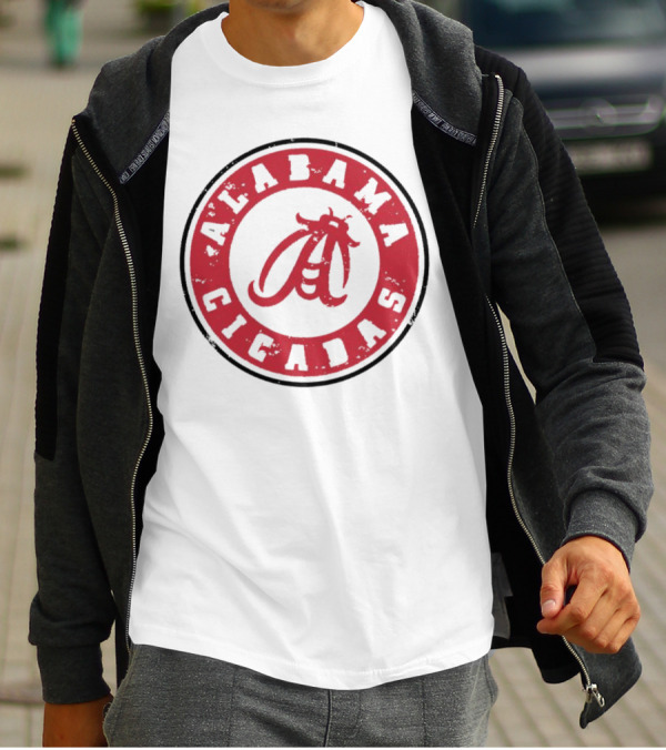Alabama Cicadas Crimson Tide Football Circle Emblem T-Shirt