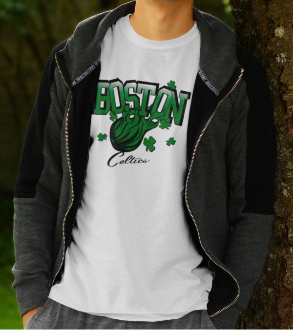 Boston Celtics Shamrock Flames Basketball Vintage T-Shirt