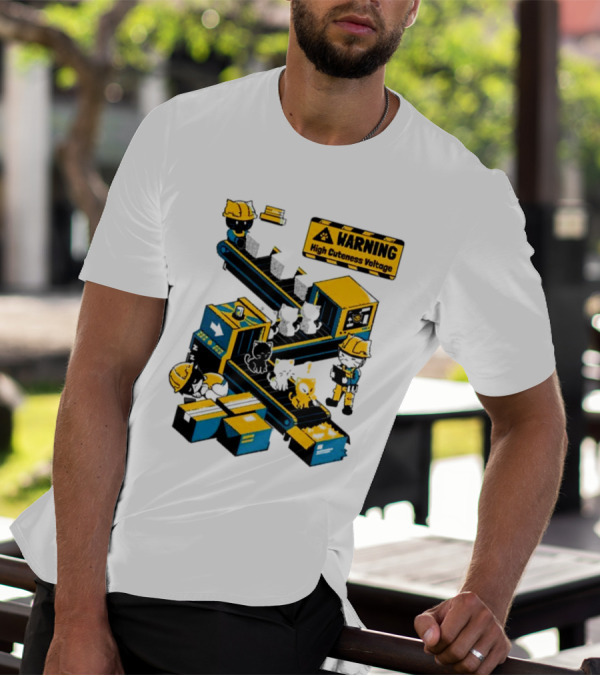 Warning High Cuteness Voltage Cats Factory Worker Warning T-Shirt
