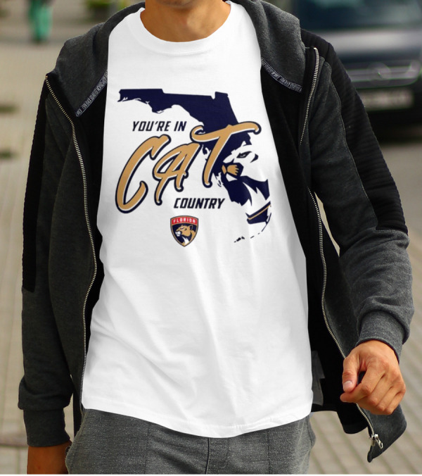 Florida Panthers You're In Cat Country Map Outline T-Shirt