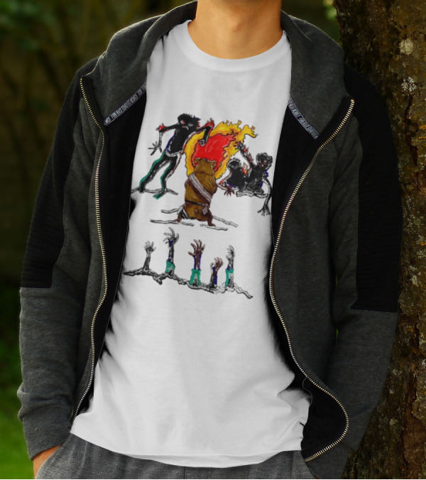 Hamster Of The Apocalypse Surrounded By Flaming Shadows T-Shirt