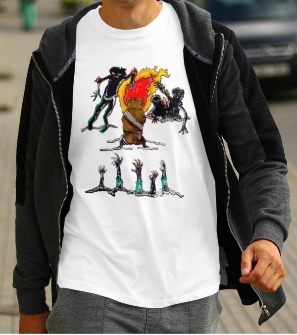 Hamster Of The Apocalypse Surrounded By Flaming Shadows T-Shirt