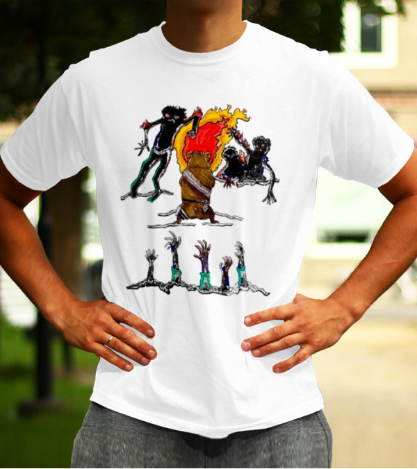 Hamster Of The Apocalypse Surrounded By Flaming Shadows T-Shirt