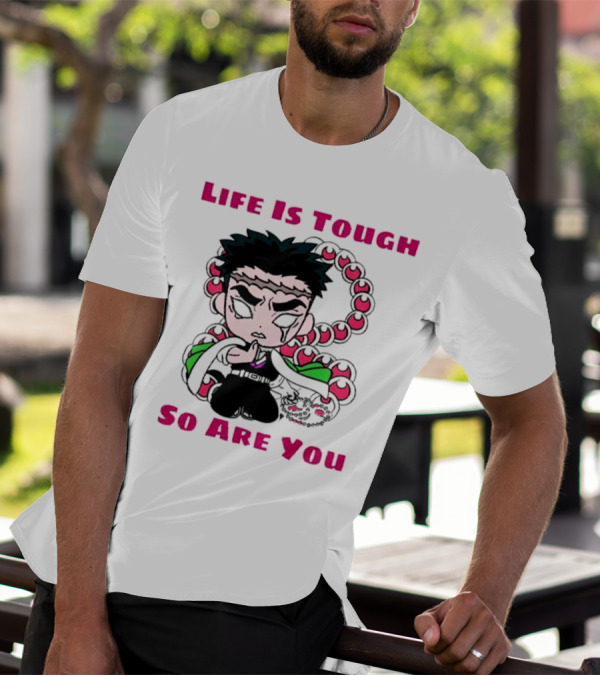 Life Is Tough So Are You Anime Character With Beads And Green Accents T-Shirt