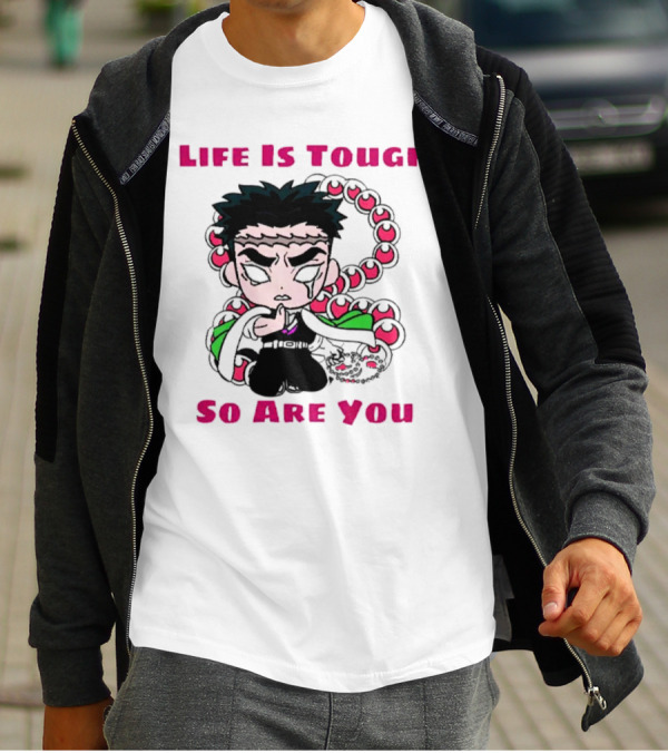 Life Is Tough So Are You Anime Character With Beads And Green Accents T-Shirt