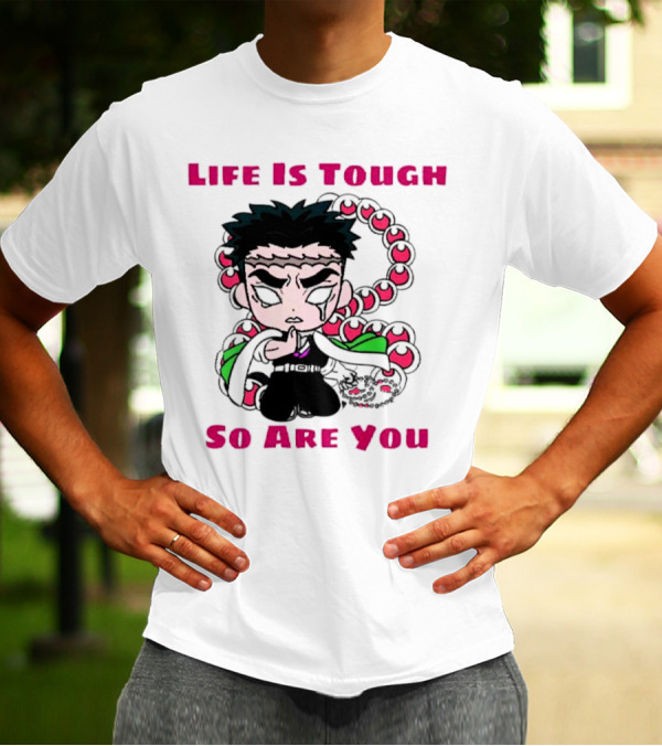 Life Is Tough So Are You Anime Character With Beads And Green Accents T-Shirt