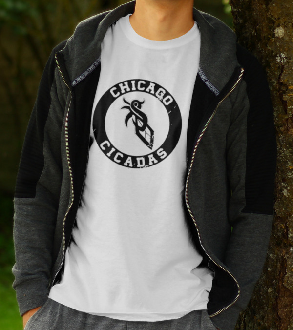 Chicago Cicadas Baseball Team Logo Black Circle T-Shirt