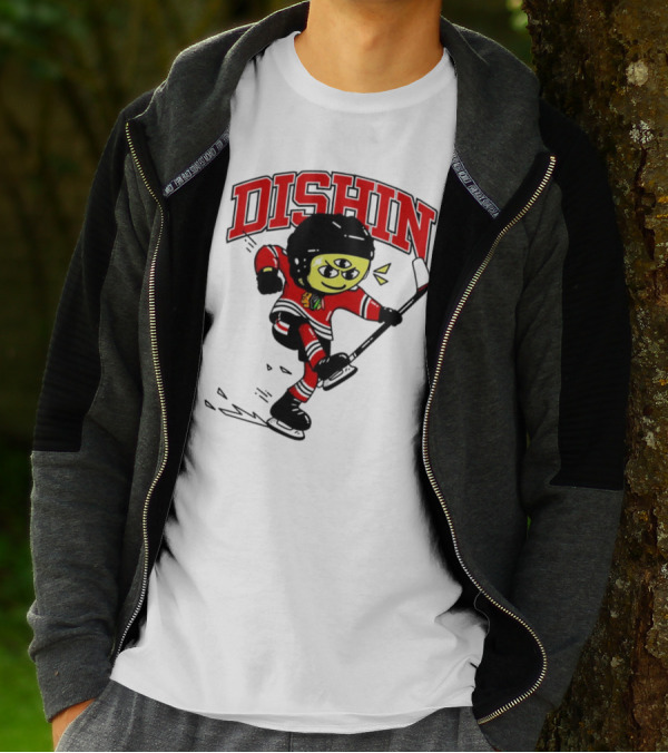 Dishin Chicago Blackhawks Hockey Three-Eyed Mascot T-Shirt