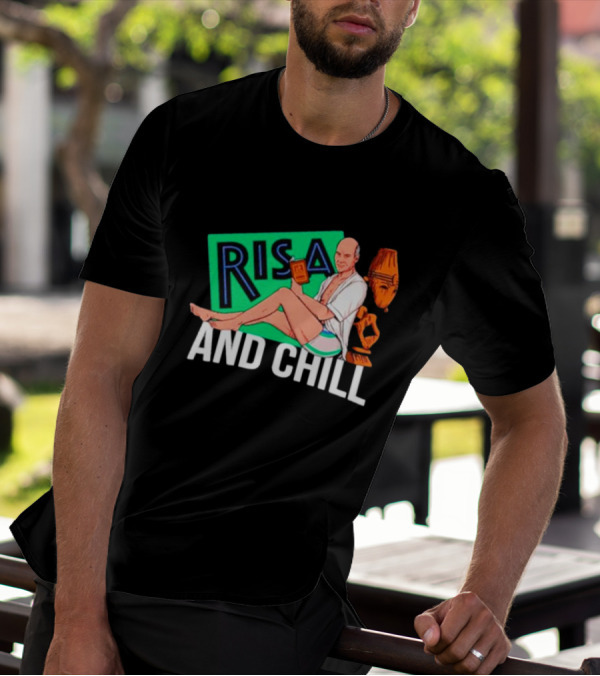 Risa And Chill Star Trek Parody Patrick Stewart Tropical Vacation Relaxation T-Shirt