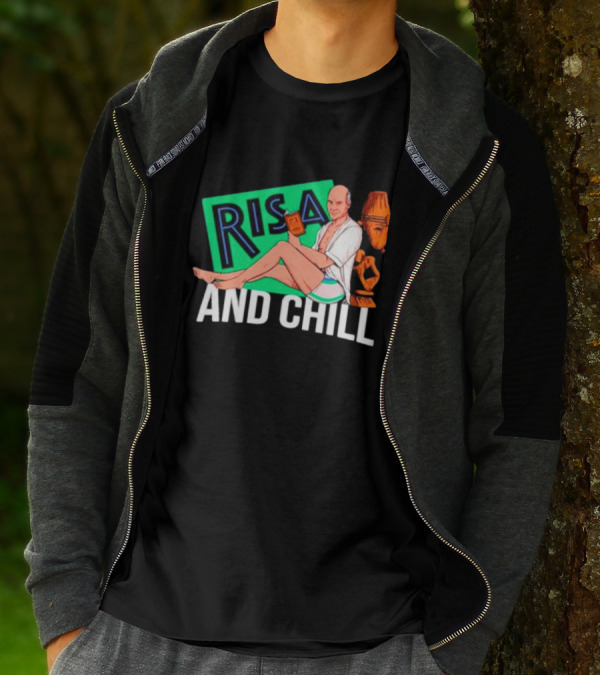 Risa And Chill Star Trek Parody Patrick Stewart Tropical Vacation Relaxation T-Shirt