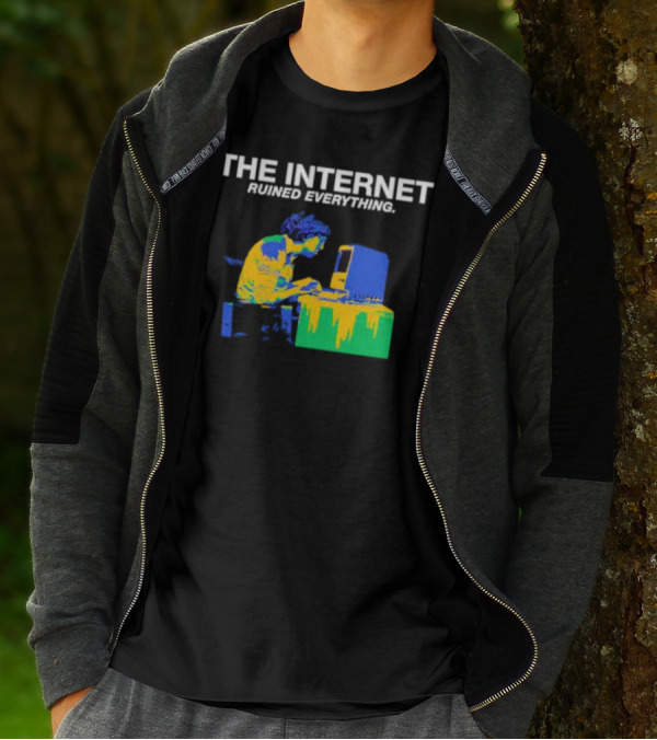 The Internet Ruined Everything Retro Computer Print T-Shirt