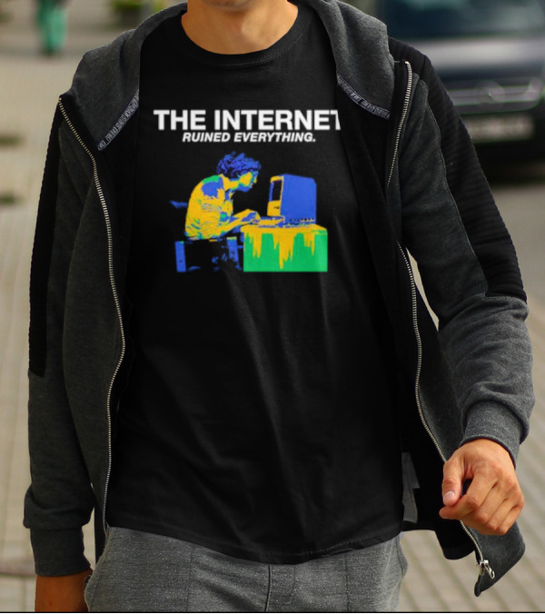 The Internet Ruined Everything Retro Computer Print T-Shirt