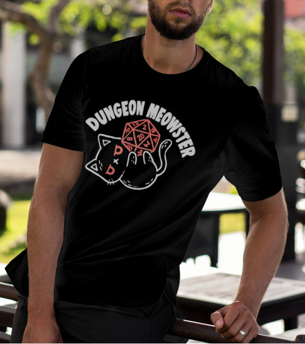 Dungeon Meowster Cat With D20 Die T-Shirt